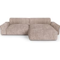 Canapé angle droit 4 places en velours côtelé xxl taupe