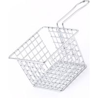 Panier à friture en fonte avec poignée, pour restaurant ou maison, finition électroplaquée.