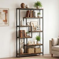 MAXLEAD Bibliothèque rustique à 7 niveaux, étagère de rangement