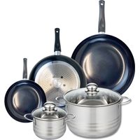 Ensemble de 3 Poêles de cuisson 20, 28 et 32 cm et 2 faitouts 14 et 24 cm Elo Prima Brillant