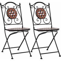 vidaXL Mosaic Folding Chairs 2 pcs Brown Ceramic