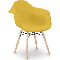 Chaise de Salle à Manger Design Scandinave - Pieds en Bois - Nordika Jaune pâle