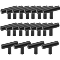 Pack of 20 Stainless Steel Kitchen Cabinet Handles T-Bar Black Drawer Handles Cupboard Knobs with Screws