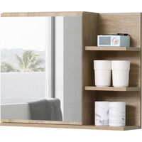 Specchiera Bagno a Parete con Anta e 3 Ripiani Laterali , 60x18x50cm