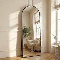 Grande specchio da terra 162x53cm, arco, da terra o da parete, cornice sottile in alluminio e vetro HD antischegge di sicurezza, per camera da letto/ingresso, stile scandinavo moderno(162x53cm, Nero)