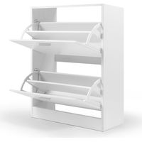 Idmarket – Meuble à chaussures 2 portes blanc – Capacité 12 paires – Dimensions 60x24x80 cm – Panneaux de particules robustes – Design moderne