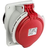 Base enchufe industrial hembra 3P+N+T 380V IP44 empotrar Rojo 32 A