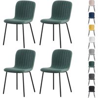 mcc direct Set of 4 Soft Fabric Dining Chairs with Upholstered Seat and Metal Legs for Dining Room, Living Room and Kitchen Room - New Bella GREEN