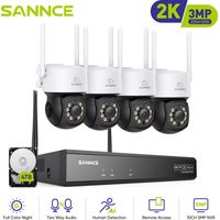 SANNCE Kit Videosorveglianza Wireless 3MP Telecamere Visione Notturna Avviso E-mail CCTV Telecamere Sicurezza Sistema - 4TB HDD