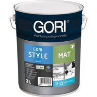 Peinture blanche mate acrylique 3L – Finition poché fin – Sec au toucher en 2h – Recouvrable en 6h – Pour murs et plafonds intérieurs – Gori