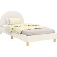 Vidaxl – Cadre de lit pour enfants 90 x 190 cm – Tête de lit en tissu bouclé – Structure en bois d'ingénierie – Design moderne et minimaliste