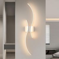 GOECO Applique Murale Interieur, 27W Moderne Lampe Murale Blanc Design Lignes, Luminaire Mural Interieur pour Chambre Salon Escalier, 3000K Blanc Chaud, 80CM