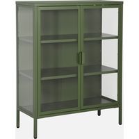 Vitrina de acero y vidrio templado de 2 puertas, 80cm