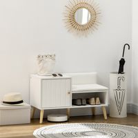 Banc à chaussures avec placard niche surface en revêtement synthétique 80 x 33 x 49 cm blanc