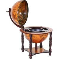 HHG – Globe terrestre minibar en bois d'eucalyptus – Hauteur 69 cm – Abattant rotatif – Mappemonde antique – Montage facile - HHG-5254