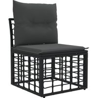 vidaXL Modular Outdoor Armless Sofa Unit Black Poly Rattan