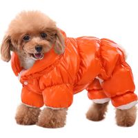 Combinaison intégrale imperméable pour temps froid, manteau d'hiver coupe-vent et isolé avec jambes pour chiens de petite race, orange