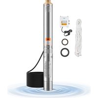 VEVOR Tiefbrunnenpumpe, 550 W Ausgangsleistung, 65 l/min Durchfluss, 85 m Förderhöhe, mit 20 m Kabel, externer Steuerkasten, Tauchpumpe, für industrielle Bewässerung und Heimgebrauch, IP68