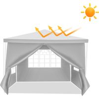 TolleTour Tenda da campeggio 3x3 m Bianco per esterni, protezione solare con pareti laterali e struttura in ferro