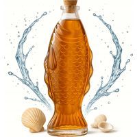 Jarra de cristal FISH de 500 ml, botella de agua, botella de alcohol, jarrón decorativo, regalo