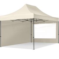 3x4.5m Pop Up Gazebo PREMIUM Steel 40 mm, incl. Sidewalls with Panorama Windows, cream High Performance Polyester approx. 350g/m²