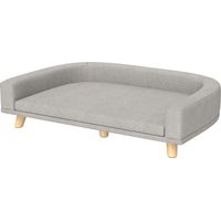 Canapé pour chiens Cama Elevada Cojín Lavable Patas Madera 98x67x25 cm Gris clair