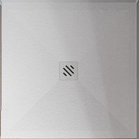 BERNSTEIN - Receveur de douche plat 100x100x2,4cm en fonte minérale VIREO - effet pierre blanc mat