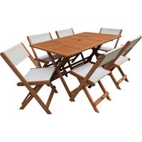 Comedor/Salón jardin "Séoul" - 1 Mesa + 6 sillas - Maple - Beige