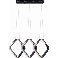 Suspension LED 54W noire carrés cristal Kaja K-8160