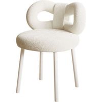 Hocker, Schlafzimmerstuhl, Wohnzimmerstuhl, 37×37×67cm, weicher und bequemer Wollimitatstoff (weiß).