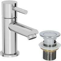 Modern Bathroom Mini Mono Basin Mixer Tap Chrome Waste