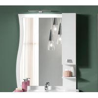 Specchio da bagno con lampada LED e pensile ONDA 80 bianco lucido