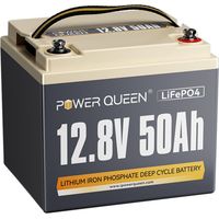Batterie Lithium 12V50Ah 640Wh Rechargeable LiFePO4 Batterie Power Queen, 50A BMS, 400015000 Cycles pour caravane, camping car, bateau, solaire, Hors réseau, stockage de l'énergie domestique, sondeur