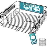 CASARIA® Pull Out Telescopic Kitchen Drawers For 30/40/50/60cm Units Chrome-Plated 20kg Load Capacity Pull-Out Basket Telescopic Cabinet Shelf Organiser Dividers Storage Space