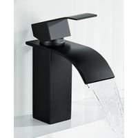 Anycee Max Schwarz Wasserfall Waschtischarmatur, Badezimmerarmatur mit heißem und kaltem Wasser, Waschtischarmatur aus hochwertigem 304 Edelstahl, Höhe: 152 mm
