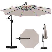 Parasol déporté de 300 cm avec lumières LED, beige