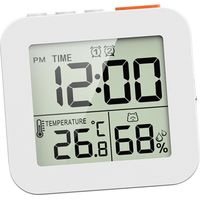 Thermometer Hygrometer - LCD Digital Clock with Timer and Alarm - Waterproof for Bathroom Kitchen - 1 Unit