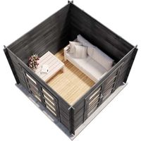 Alpholz Gartenhaus Paloma Beach Gartenhaus aus Holz in Anthrazitgrau, Holzhaus mit 28 mm Wandstärke, Blockbohlenhaus mit Montagematerial