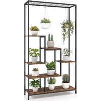 Costway – Support pour plantes en métal 6 niveaux – Étagère avec 10 crochets – Charge 10kg par niveau – Dimensions 100 x 30 x 180 cm – Dispositif anti-basculement