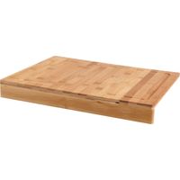 Bambus Schneidebrett mit Anschlagkante - 43 x 33 cm - Holz Küchenbrett mit Saftrille - Tranchierbrett Servierbrett Holzbrett Fleischbrett Herd Abdeckplatte