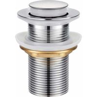 Piletta di scarico universale per lavello senza troppopieno, tappo di scarico automatico con valvola push-open, acciaio inossidabile cromato, per lavandini del bagno,