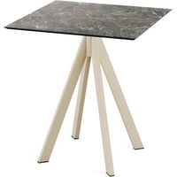 Infinity table de bistrot avec piètement sable + plateau HPL Galaxy Marble 70x70 cm - Feros