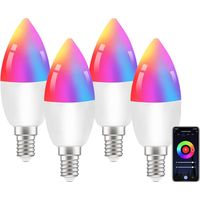 Shine Home Lot de 4 Ampoules Connectées E14 WiFi 6W 470LM, RGB + CCT Dimmable, Compatible Google Assistant