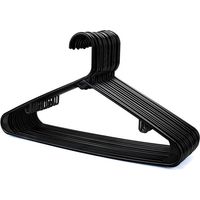 Cintres en plastique noir – Lot de 20, robustes avec barre pour pantalons et pinces, gain d’espace, largeur 40 cm