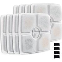 Packung mit 8 Ersatzfiltern für Katzentrinkbrunnen, mit dreilagigem Filtersystem aus Aktivkohleharz.