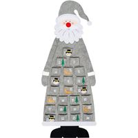 Adventskalender aus Filz zum Aufhängen mit Taschen, 24 Tage, Grau, wiederverwendbar