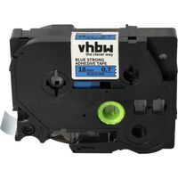 vhbw Label Tape compatible with Brother PT 2400, 2300, 2310, 2400E Label Printer 8m x 18 mm, Black on Blue, Extra Strong, Laminated