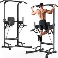 Verstellbare Klimmzugstange, multifunktionaler römischer Dip-Stuhl, max. 150 kg Belastbarkeit, 6 Stufen, schwarze Klimmzugstange