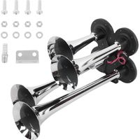GARRYFIZH Klaxon à air à 4 trompettes 12V/24V, son Super fort de 150db, pour trains, camions, voitures, camionnettes, bateaux