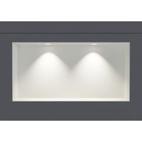 BERNSTEIN - Niche murale douche acier inox + 2 Spots LED, étagère douche encastrable NT306010X - 30x60x10cm (HxLxP) - Blanc, 2x Spot Blanc mat